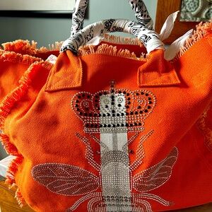 Hipchik Couture Queen Bee Orange Canvas Tote